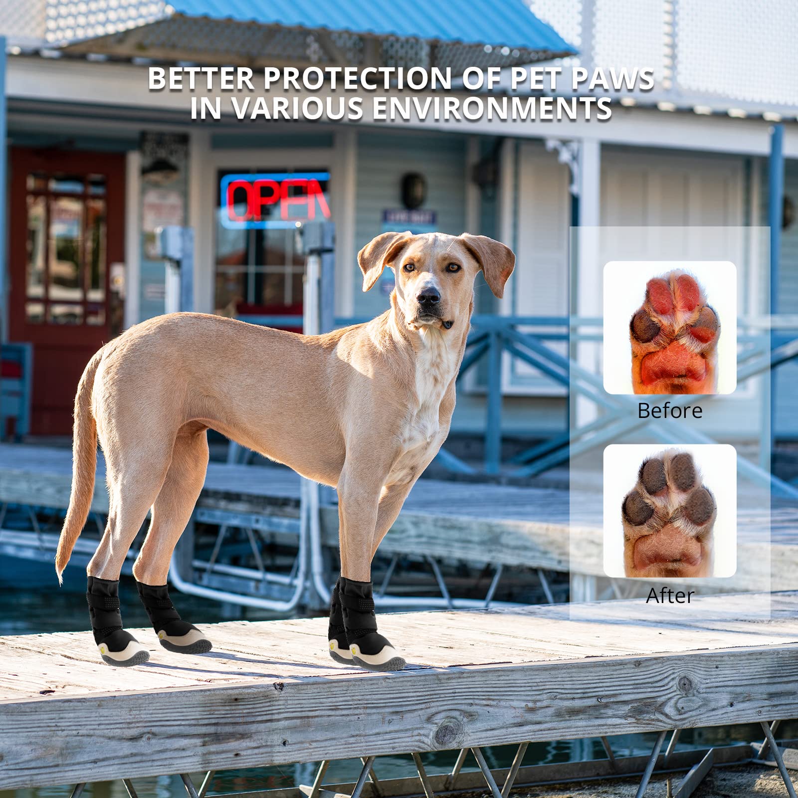Dog Shoes For Hot Pavement Anti-Slip Dog Boots & Paw Protectors For Summer Rainy Day Dog Snow Boots Waterproof Dog Shoes For Sma